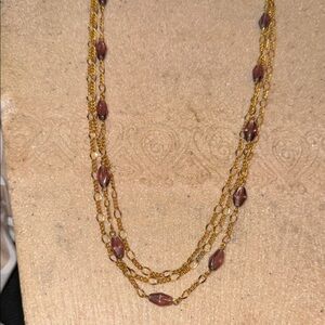 Vintage B.C. Lind 14 KGE  Gold and Brown Beaded Necklace 3 strand 11.5”
